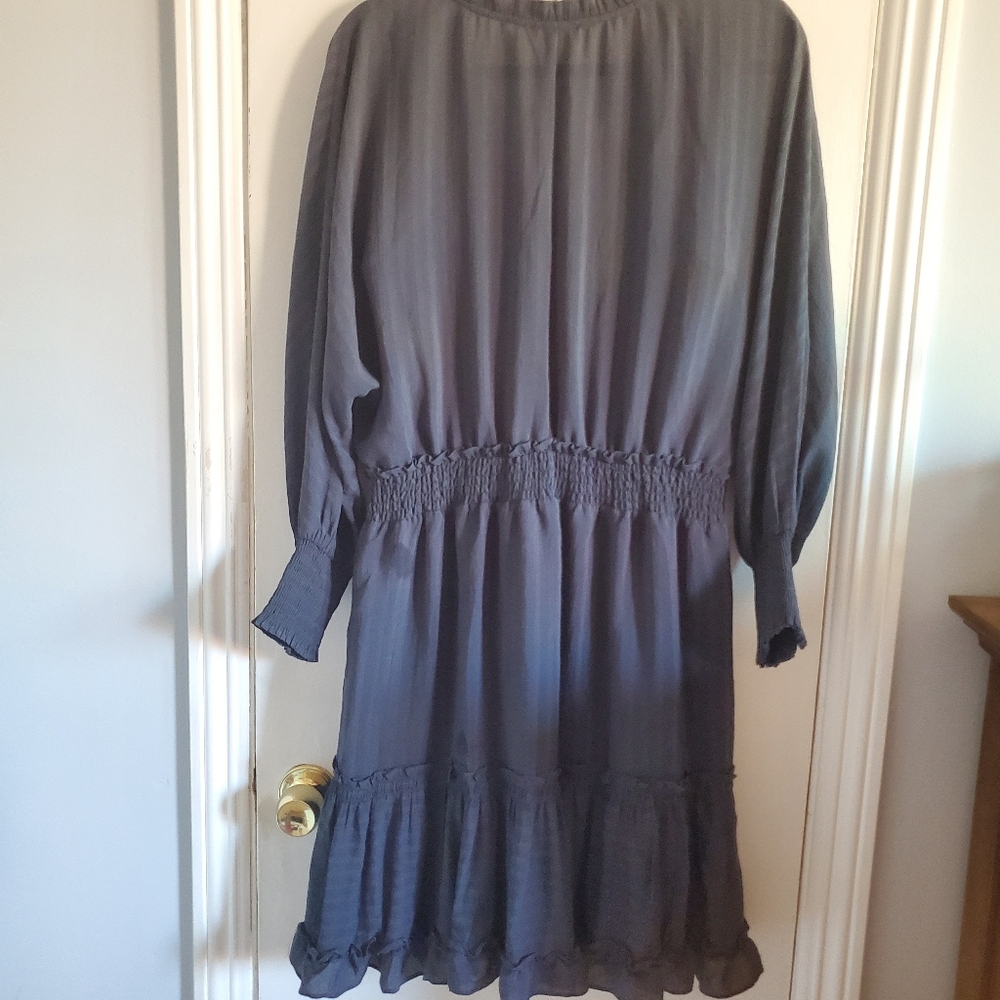 Lovestitch Blue Tiered Boho Dress Tassel Tie Size L MilkMaid Prairie Peasant - Picture 8 of 16